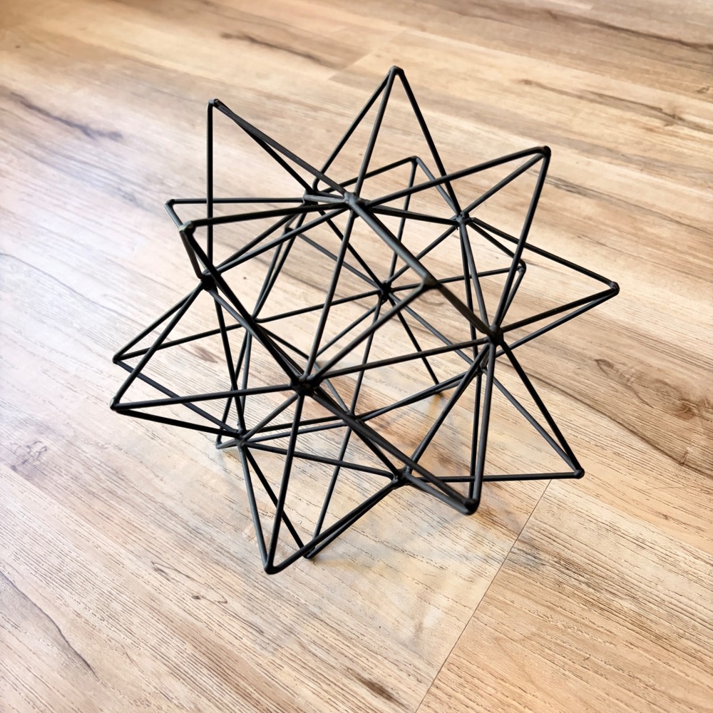 Modern Matte Black Metal Geometric Starburst Urchin Sculpture Tabletop Decor - Picture 3 of 9